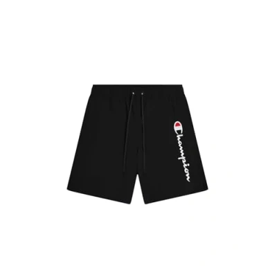 Image of Champion Men&#039;s Legacy Icons Beachshorts Crinkle Taslon Contrast Logo Bermuda Swim Trunks, Black, L