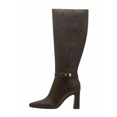 Image of MARCO TOZZI Damen Hohe Stiefel mit Absatz aus Kunstleder Spitz, Braun (Cafe), 36 EU