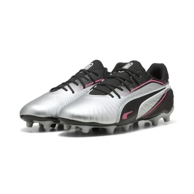 Image of Puma KING Match FG/AG Unisex Moulded stud football boots, Size: 10K, Silver/black/sun struck/white shoes
