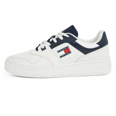 Image of Tommy Jeans Retro Basket Trainers, Men&#039;s, Size: 11, Navy leather and imitation