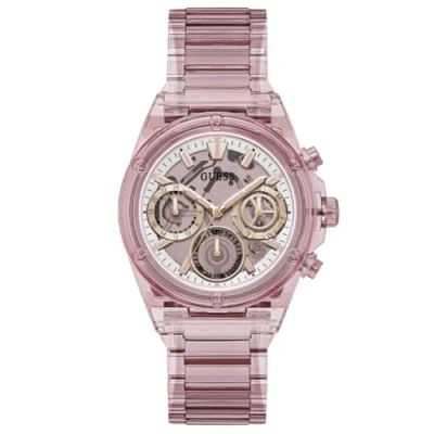Image of Guess Athena Watch, Women&#039;s, Size: One Size, Nude transparent