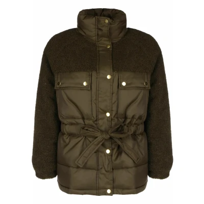 Image of Urban Classics Sherpa MIX Winter jacket, Women&#039;s, Size: Medium, Brown