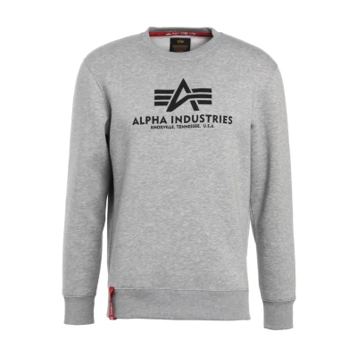 Image of Alpha Industries Basic Sweatshirt, Men&#039;s, Size: Medium, Grey heather