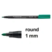 Image of Staedtler Lumocolor 317 5 Permanent Universal Pen Smudge and Water Resistant, Dries in Seconds, Refillable, M Nib with Line Width 1 mm, Made Germany, 10 Green Markers