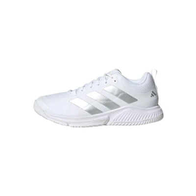 Image of adidas Performance Court TEAM Bounce 2 0 Volleyball shoes, Women&#039;s, Size: 7.5, Cloud white /silver metallic /grey one Textile/synthetics