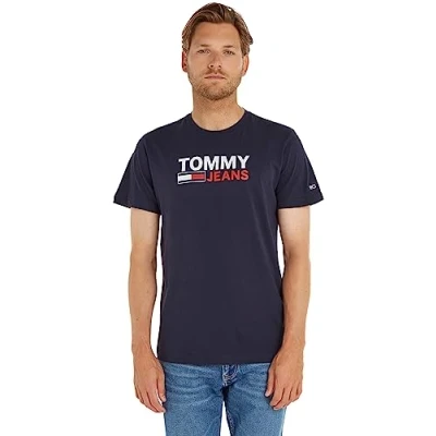 Image of Tommy Jeans LOGO TEE Print Tshirt, Men&#039;s, Size: XS, Twilight navy