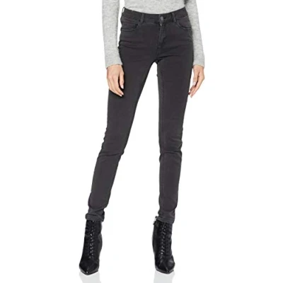 Image of VERO Moda Female Slim Fit Jeans Vmseven mid Rise Jeans, Dark Grey Denim, S