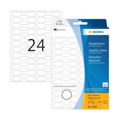 Image of HERMA 2510 Multi purpose ring labels 10x49 mm white semi circle cardboard hand inscription 600 pcs.