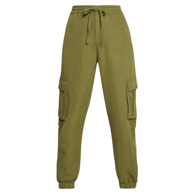 Image of Urban Classics Ladies Viscose Twill Cargo Pants Trousers, Women&#039;s, Size: Small, Summerolive