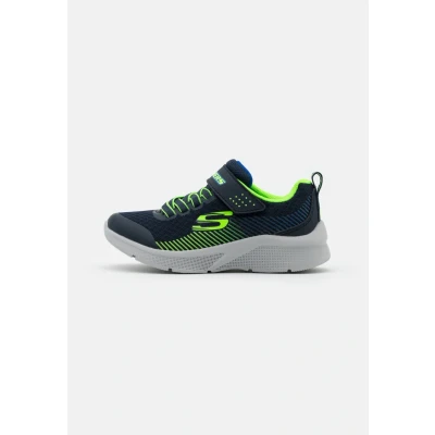 Image of Skechers Microspec Trainers for kids, Size: 12K, Navy/lime/blue Synthetics/textile