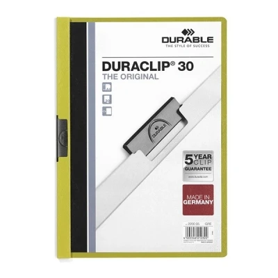 Image of Durable DURAClip 30 A4 Clip Folder Holds Up to Sheets of Paper Robust Metal Sprung Pack 25 Green Coloured Files