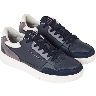 Image of Tommy Hilfiger Men&#039;s Th Basket Core RWB Fm0fm04730 Cupsole Sneaker, Blue Desert Sky, 6.5 UK