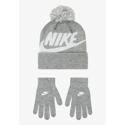 Image of Nike Sportswear POM Beanie Glove SET Gloves for kids, Size: 6 1/2 5/8, Grey heather