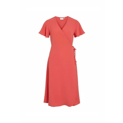 Image of VILA Vilovie WRAP Dress Day dress, Women&#039;s, Size: 6, Red