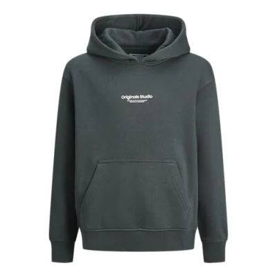 Image of JACK &amp; JONES Boys&#039; Jorvesterbro Sweat Hood Noos Jnr Hoodie, Forest River/fit: loose, 128