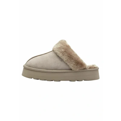 Image of s.Oliver Slippers, Women&#039;s, Size: 4, Light taupe Leather and textile