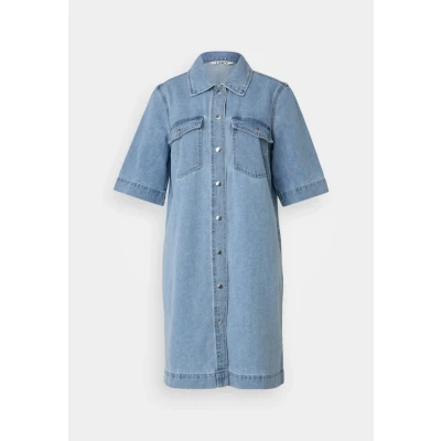 Image of ONLY Onlbelle Button denim dress, Women&#039;s, Size: Large, Light blue