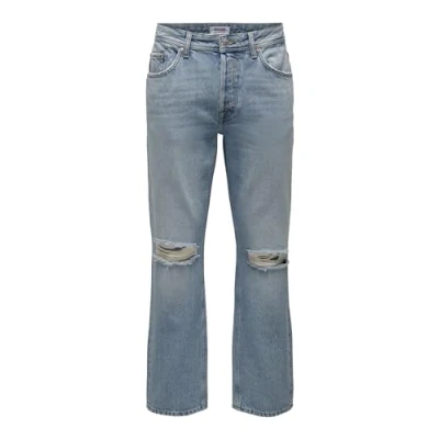 Image of Only &amp; Sons Onsedge Relaxed fit jeans, Men&#039;s, Size: 31x30, Light blue denim