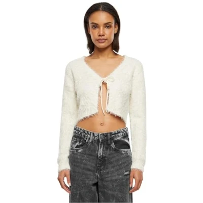 Image of Urban Classics TIED Cropped Cardigan, Women&#039;s, Size: Large, Whitesand