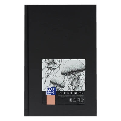 Image of Oxford Sketchbook A5 Hardcover Case Bound Stitched 96 Sheets 100 g Black Pack of 5