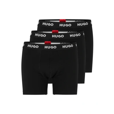 Image of HUGO Mens BOXERBR TRIPLET pack Three of stretch cotton boxer briefs with logo waistbands, Open Miscellaneous964, M