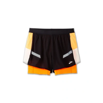 Image of Brooks Sports shorts, Women&#039;s, Size: Small, Black ecru fluoro flash