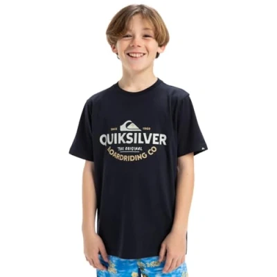 Image of Quiksilver Typed OUT Unisex Print Tshirt for kids, Size: 8y, Dark navy