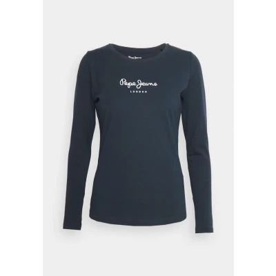 Image of Pepe Jeans Women&#039;s New Virginia T Shirt Slim Fit Long Sleeve Blue, Blue (Dulwich), XXS
