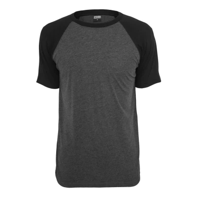 Image of Urban Classics Raglan Contrast Print Tshirt, Men&#039;s, Size: Medium, Mottled grey/ black