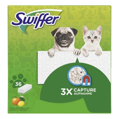Image of Swiffer Sweeper Dry Wipes for Pets 36 Units Catches &amp; Retains Dust Pack of 2