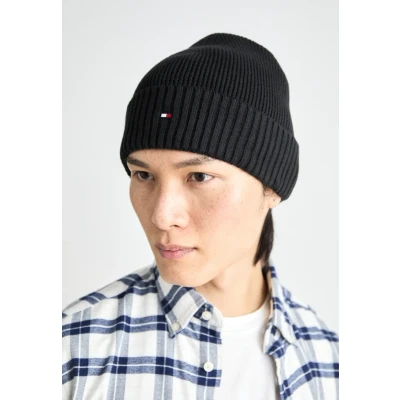 Image of Tommy Hilfiger FLAG PIMA Beanie Unisex Beanie, Size: One Size, Black