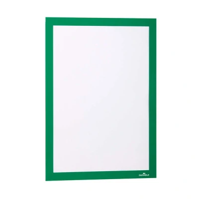 Image of Durable DURAFRAME Self Adhesive Magnetic Frame A4 Format In Green Pack of 2 Frames Document for Professional Internal Signage