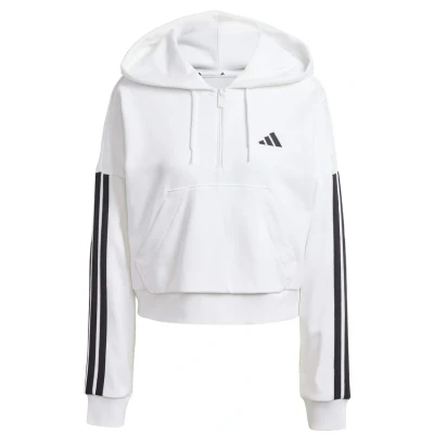 Image of adidas Sportswear Essentials 3 Stripes Quarter Hoodie White black, Women&#039;s, Size: XXS, black