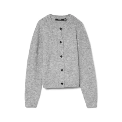 Image of Vero Moda Vmnovah Oneck Cardigan, Women&#039;s, Size: XS, Medium grey melange