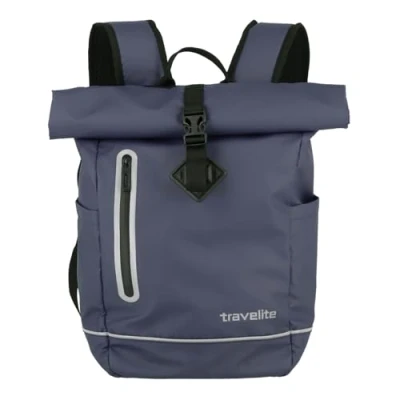 Image of travelite Unisex Basics Roll up Rucksack Plane backpack (pack of 1), Marine, 19 Liter, Travel Backpacks