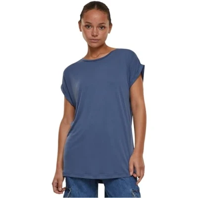 Image of Urban Classics Women&#039;s Ladies Modal Extended Shoulder Tee T Shirt, Vintage Blue., L