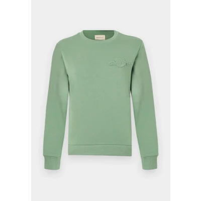 Image of GANT Tonal Shield Sweatshirt, Women&#039;s, Size: XS, Kalamata green