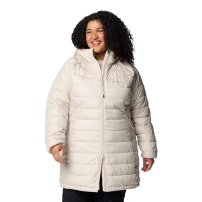 Image of Columbia Powder LITE MID Jacket Winter coat, Women&#039;s, Size: Small, Dark stone