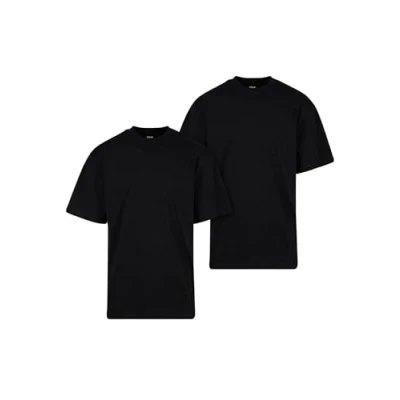 Image of Urban Classics TEE 2PACK Basic Tshirt, Men&#039;s, Size: 4XL, Black+black
