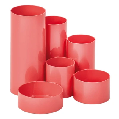 Image of Maul MAULtubo Pen Holder High Gloss with 6 Holders, Stable, Made in Germany, Diameter Approx. 15 cm, Height 12.5 Colour Touch of Rose
