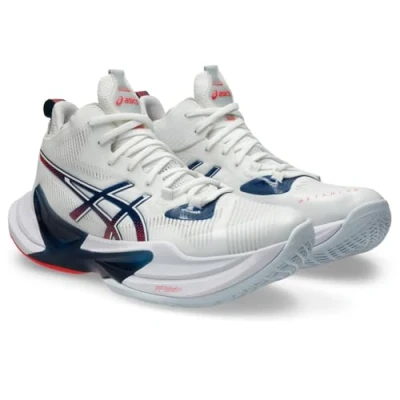 Image of Asics Metarise Handball shoes, Men&#039;s, Size: 7.5, White/mako blue shoes