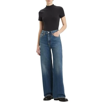 Image of Levi&#039;s Ribcage WIDE LEG Relaxed fit jeans darkblue denim, Women&#039;s, Size: 25x34, Dark blue denim