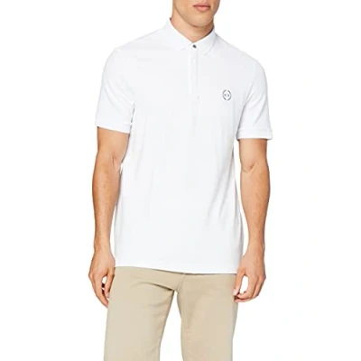 Image of Armani Exchange Men&#039;s Small Logo Everyday Polo Shirt, White, M