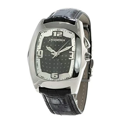 Image of Chronotech Mens Analogue Quartz Watch with Leather Strap CT7660M 04, Multicoloured, 40 MM,