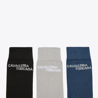 Image of Cavalleria Toscana CT Jacquard Logo 3 Pack Socks Mix Large Riding Horse &amp; Equestrian