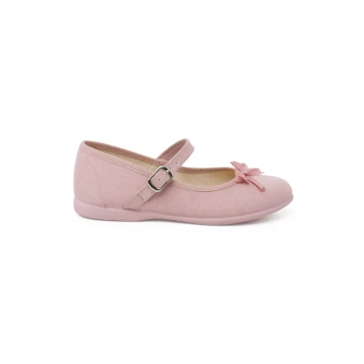 Image of Pisamonas Merceditas LAZO Brillo Nacarado Baby shoes for kids, Size: 7K, Rosa palo Textile
