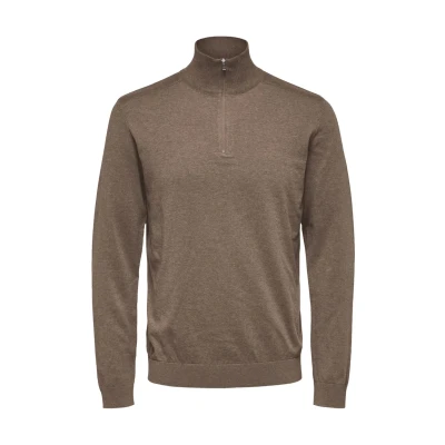 Image of Selected Homme Slhberg HALF ZIP Jumper, Men&#039;s, Size: Small, Teak melange