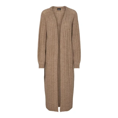 Image of Pieces Pcmaggy LONG Cardigan Cardigan, Women&#039;s, Size: XS, Taupe gray
