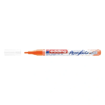 Image of edding 5300 acrylic marker fine neon orange 1 waterproof paint round nib 2mm pen for drawing on canvas, art paper and wood markers pebbles