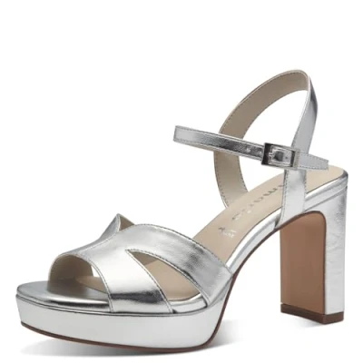 Image of Tamaris High heeled sandals, Women&#039;s, Size: 6.5, Silver shoes